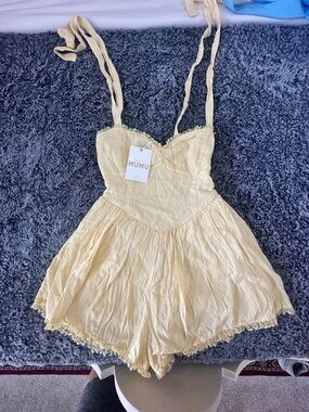 Show Me Your MuMu  Lace-Trim Romper with Tie Straps